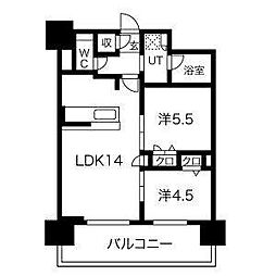 プレサンスロジェ丸の内テラス 2LDKの間取図画像