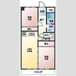 ドミール藤治 2LDKの間取図画像