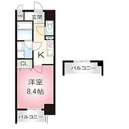 エクラン上前津 1Kの間取図画像