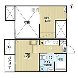 ラターシュ2 ワンルームの間取図画像