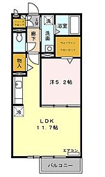 長久手ハイツA棟 1LDKの間取図画像