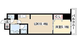 グランルクレ新栄ウエスト 1LDKの間取図画像