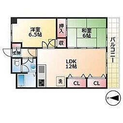 マンション重徳 2LDKの間取図画像