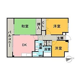 ティーグル名西 3DKの間取図画像