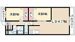 サン・キャッスル岩崎 2LDKの間取図画像