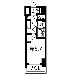 メイクス鶴舞2 1Kの間取図画像