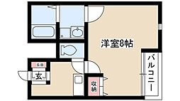 クレフラスト東山 1Kの間取図画像