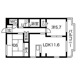 グレイスマンション1 2LDKの間取図画像