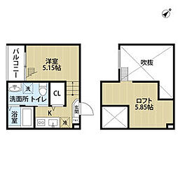 ガンマ大野木 ワンルームの間取図画像