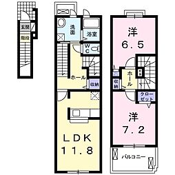 グリシーヌ1番館 2LDKの間取図画像