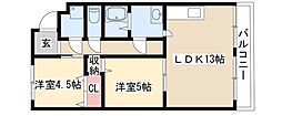 春里ハイツ 2LDKの間取図画像