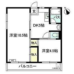 グランドマンション 2DKの間取図画像