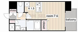 プレサンス名古屋STATIONビーフレックス 1Kの間取図画像