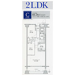 ソーラスフロント富船北棟 2LDKの間取図画像