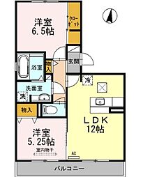 カーサフラグランツァ2 2LDKの間取図画像