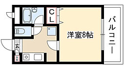 スペースエイト 1Kの間取図画像