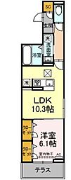 セレスティア助光C 1LDKの間取図画像
