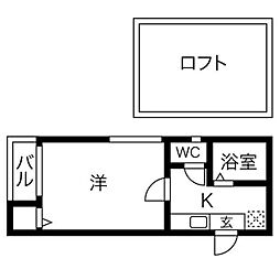 ロフト栄生 1Kの間取図画像