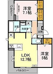 ノア 2LDKの間取図画像