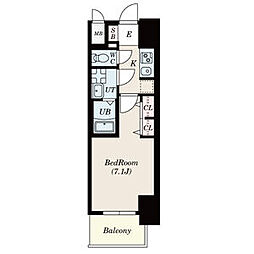 S-RESIDENCE星ヶ丘 1Kの間取図画像