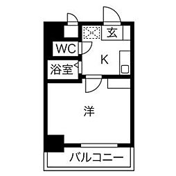 ヒルズ千種 1Kの間取図画像