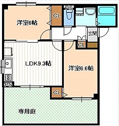 クレストコート 2DKの間取図画像