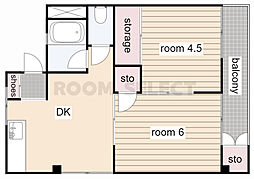 名城マンション 2DKの間取図画像
