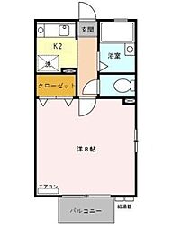 アバンサール 1Kの間取図画像