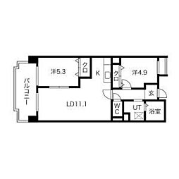 ユーハウス鶴舞2 2LDKの間取図画像