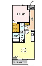 ボヌール里 1LDKの間取図画像