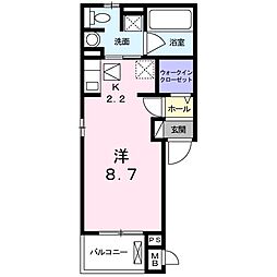 UH長栄 1Kの間取図画像