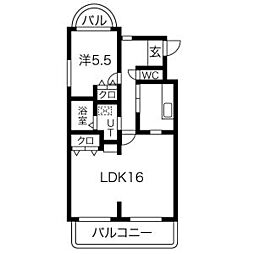 ハイツかなれ 1LDKの間取図画像