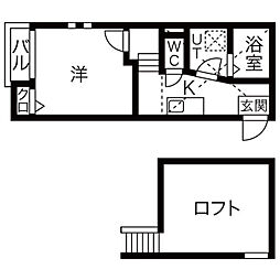 シャトン高畑 1Kの間取図画像