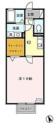 アネーロ 1Kの間取図画像