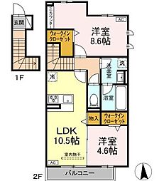 グラシアーレ 2LDKの間取図画像