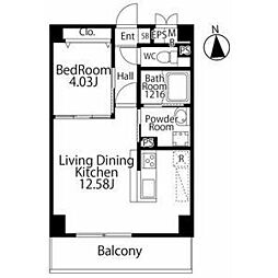 GRANDUKE代官町reverso 1LDKの間取図画像