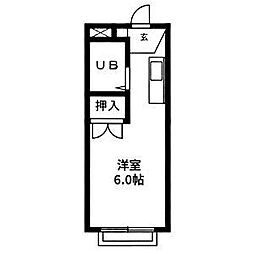 川本マンション ワンルームの間取図画像