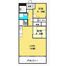ブルーデル東一社 2LDKの間取図画像