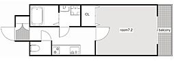 クレシェール大須 1Kの間取図画像
