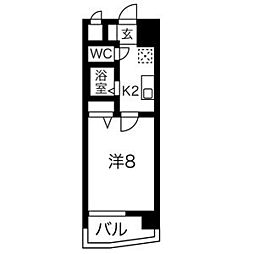 ヒルズ新栄 1Kの間取図画像