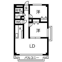 ルミナス山手 2LDKの間取図画像