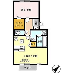WESTWING 1LDKの間取図画像