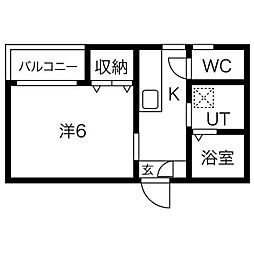 シンフォニア八田 1Kの間取図画像