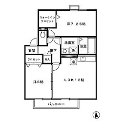 カーサリヴィエール 2LDKの間取図画像