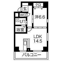 サン・東山公園ウエスト 1LDKの間取図画像