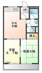 メゾン城土・北 2DKの間取図画像