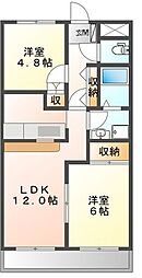 コンフォース東中島 2LDKの間取図画像