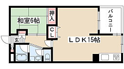 コーポラス亀の井 1LDKの間取図画像