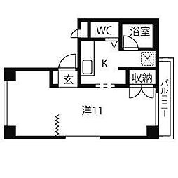 ドリーム極楽 1Kの間取図画像