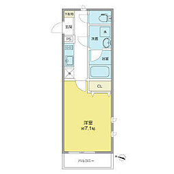 ベネフィス西新 1Kの間取図画像